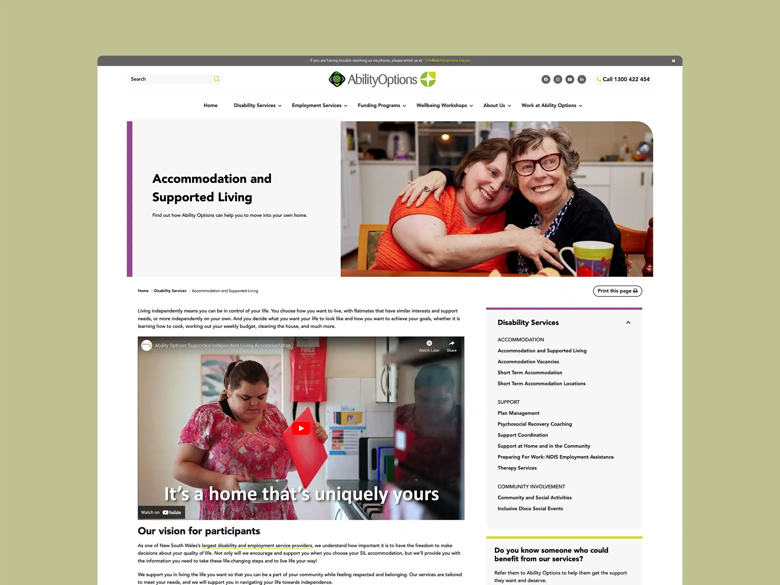 Ability Options - Info page